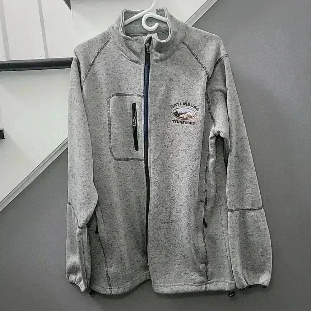 Crazy Apparel Jacket Mens XL Gray Long Sleeve Full Zip Pockets Gatlinburg TN